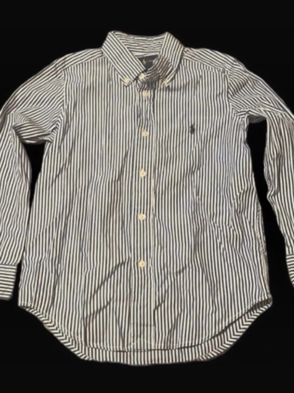 Ralph Lauren Boys Blue and White Striped Button-Down Shirt